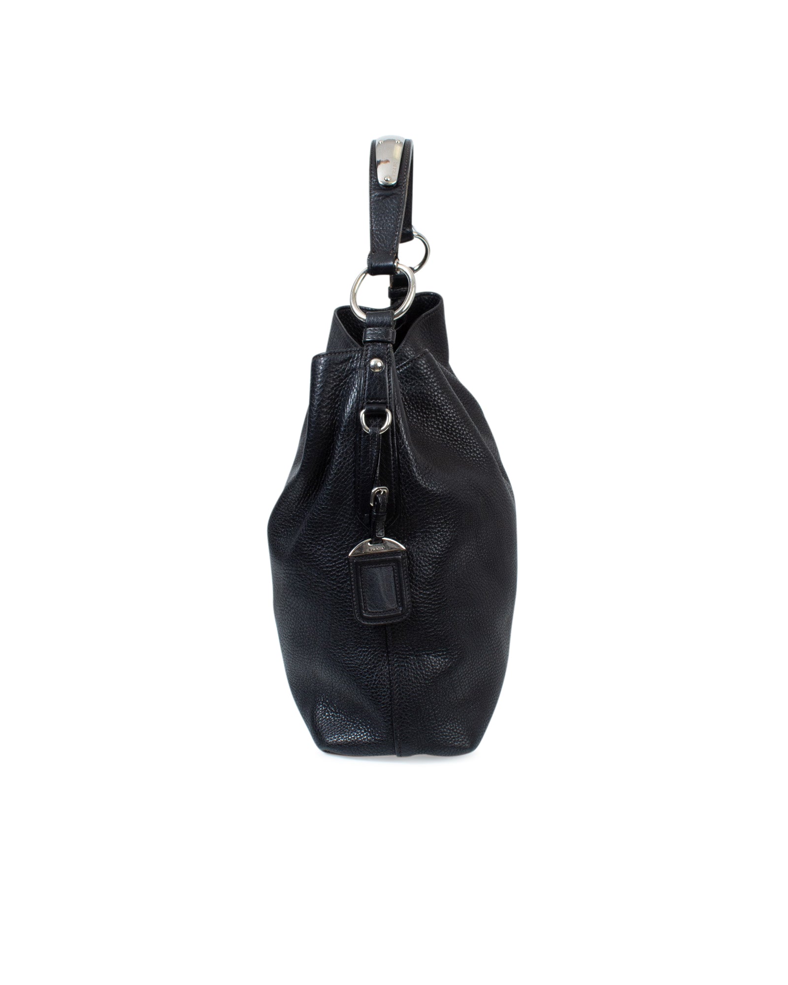 PRADA, Black Leather Shoulder Bag