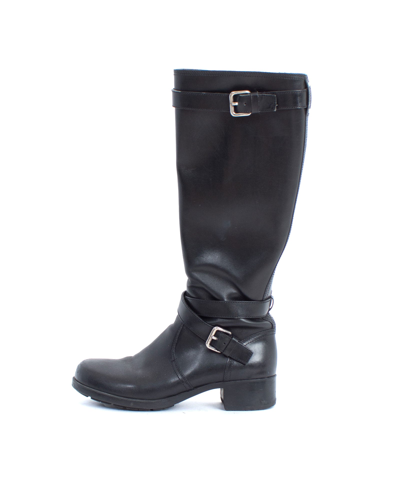 PRADA, Black Mid-Calf Boots