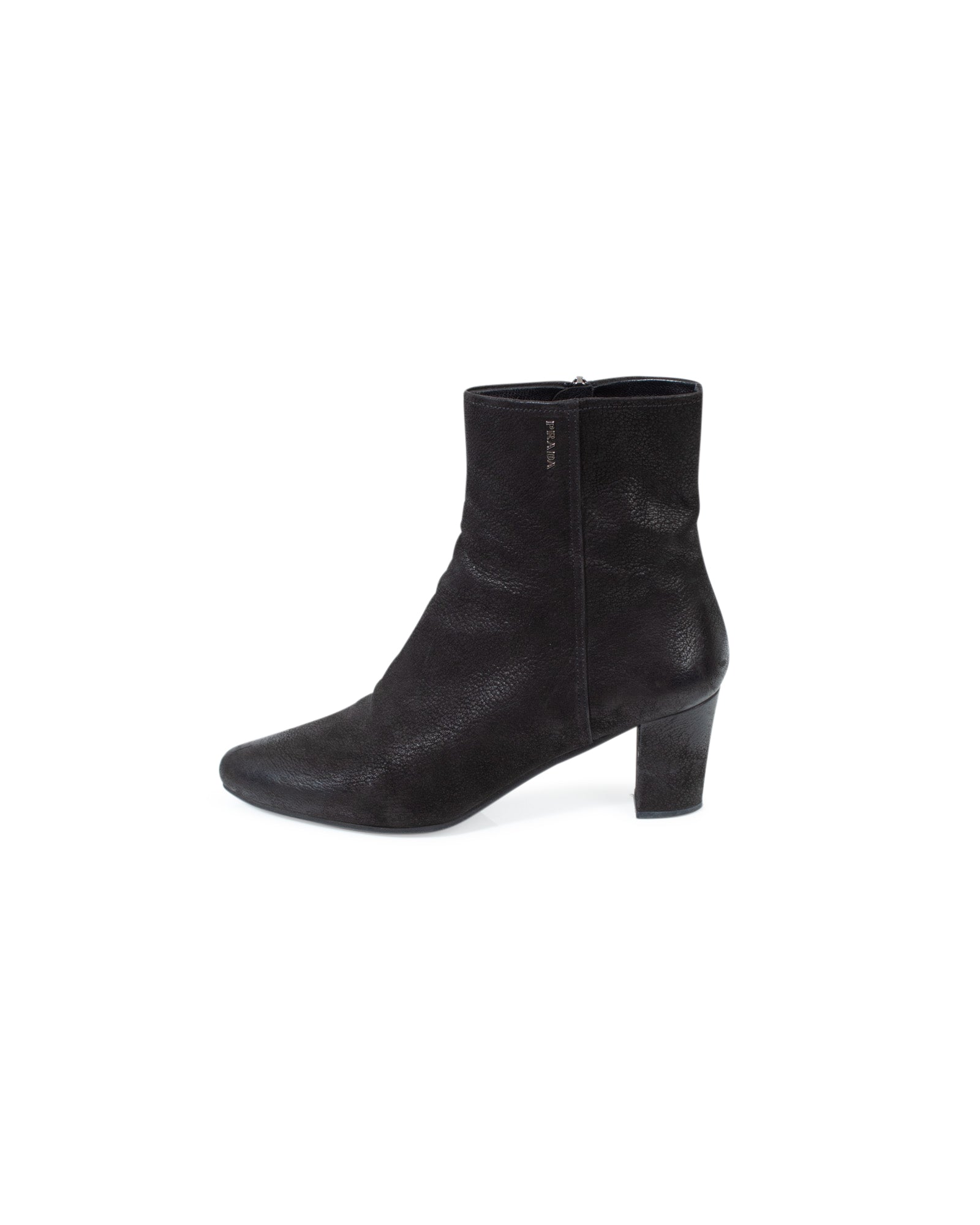 PRADA, Black Pointed Toe Ankle Boots