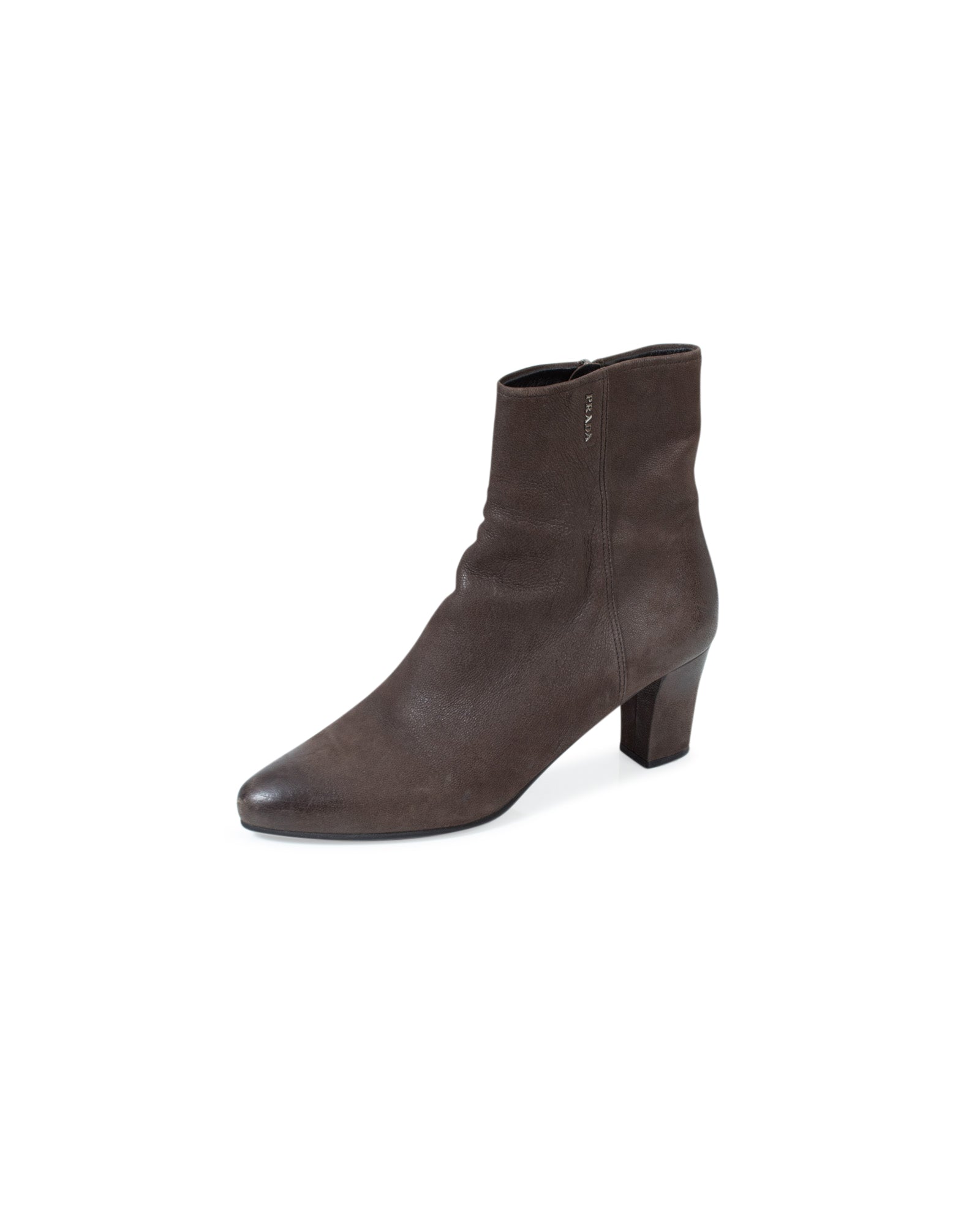 PRADA, Brown Pointed Toe Ankle Boots