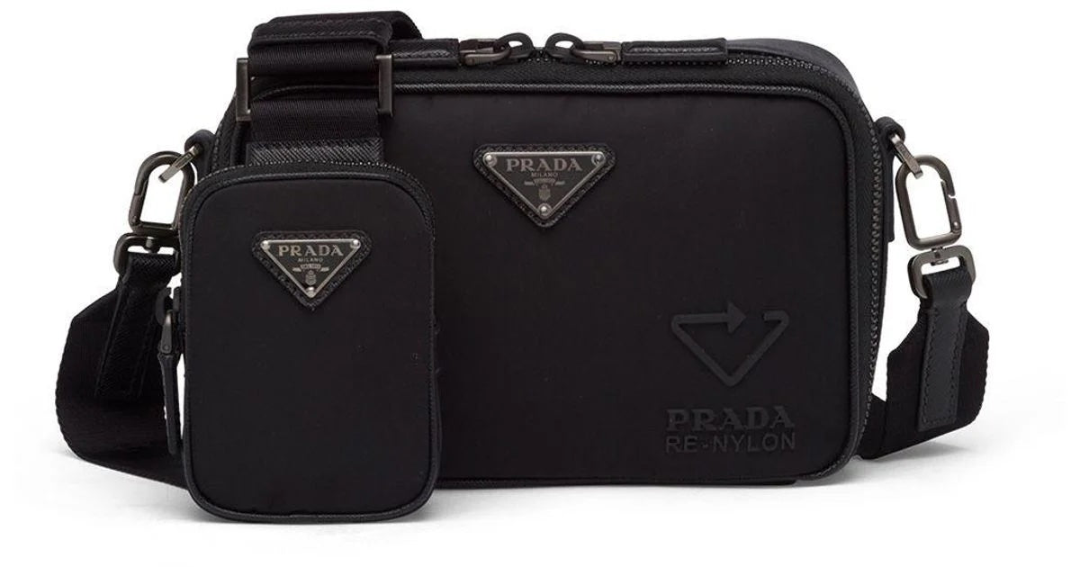 PRADA, PRADA BRIQUE RE-NYLON AND SAFFIANO LEATHER BAG