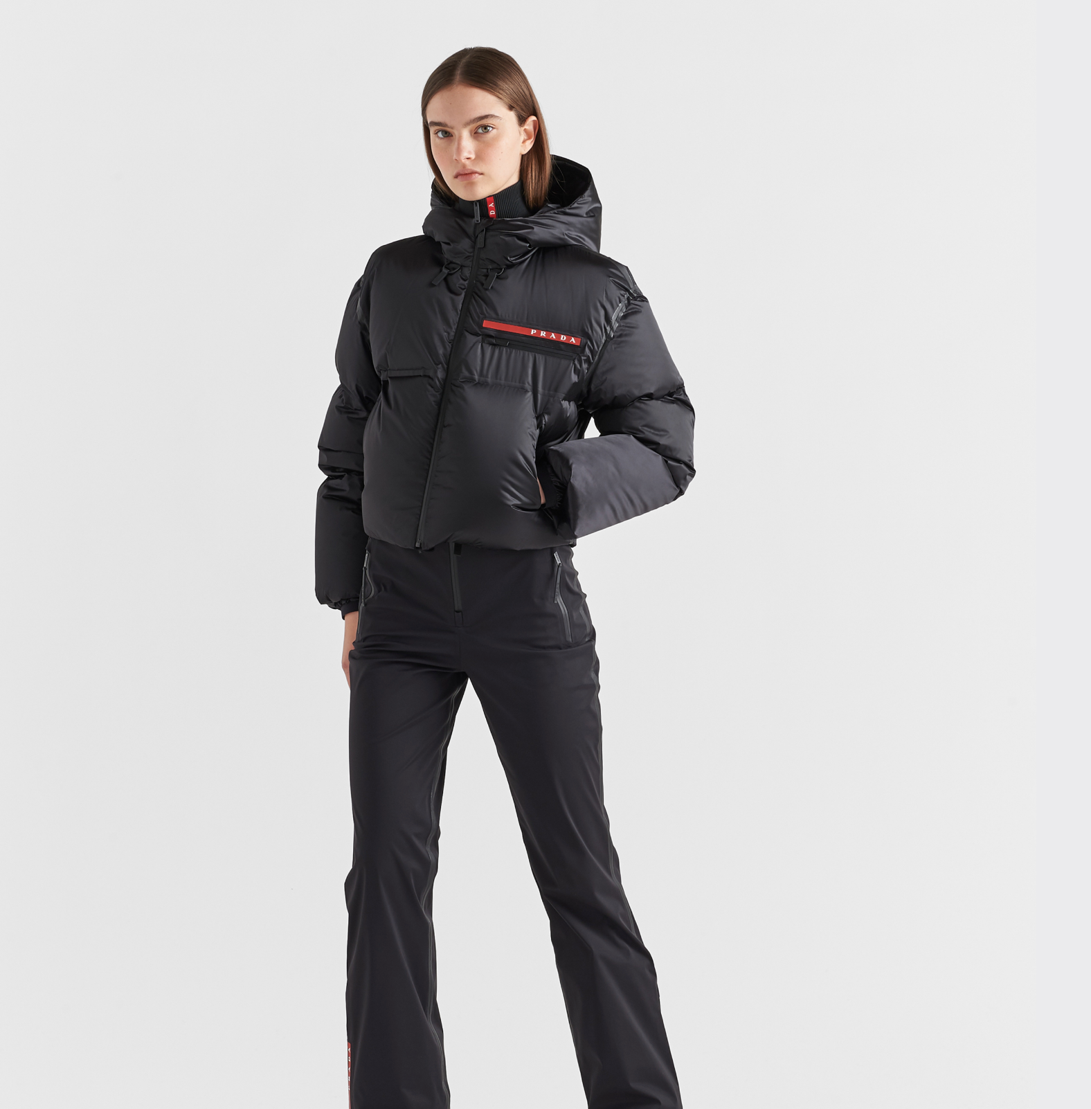 PRADA, PRADA CROPPED TECHNICAL NYLON DOWN JACKET