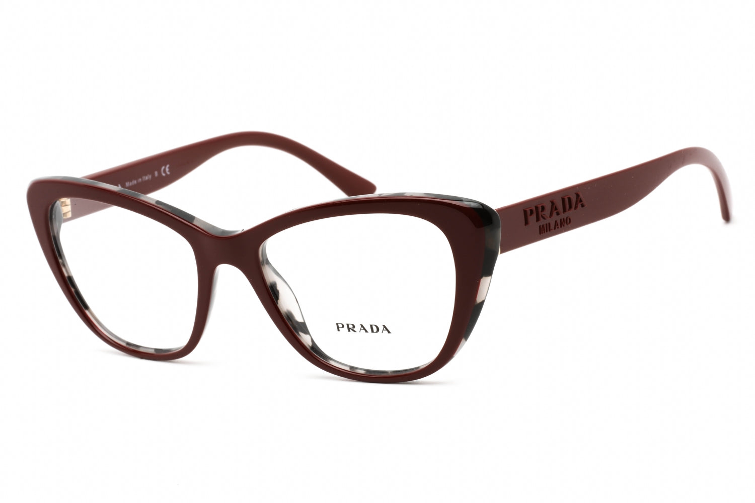 VPID-10042, Prada  0PR 04WV Eyeglasses Bordeaux/Grey Havana/Clear demo lens