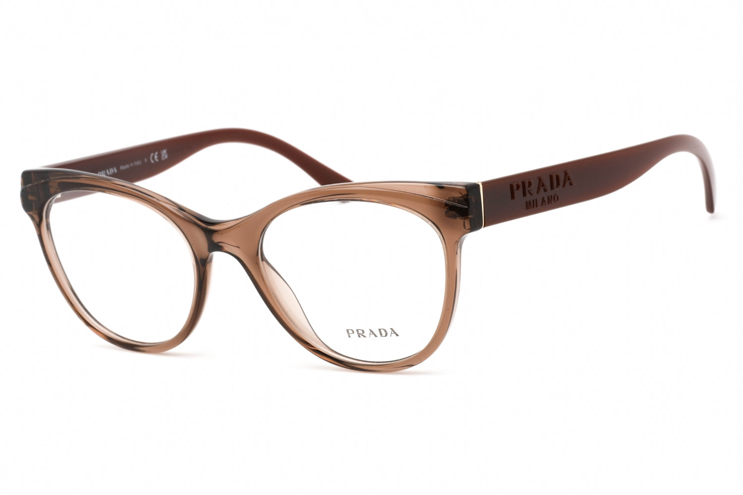 VPID-10042, Prada  0PR 05WV Eyeglasses Transparent Brown/Clear demo lens