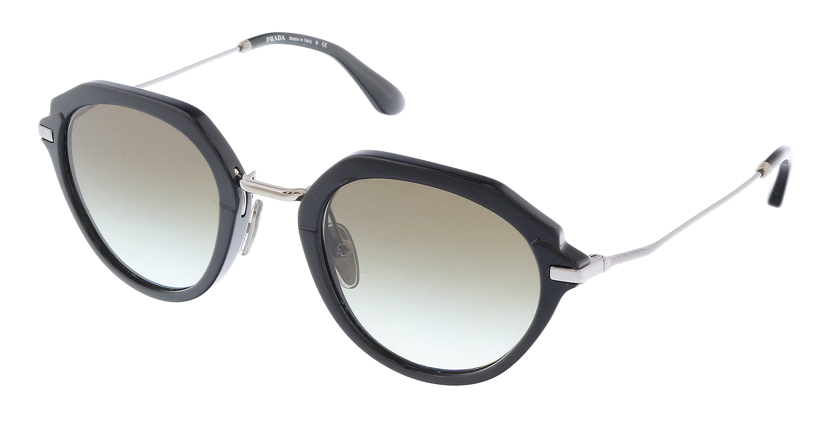 VPID-10019, Prada 0PR 05YS 1AB0A7 Black Round Full Rim Sunglasses