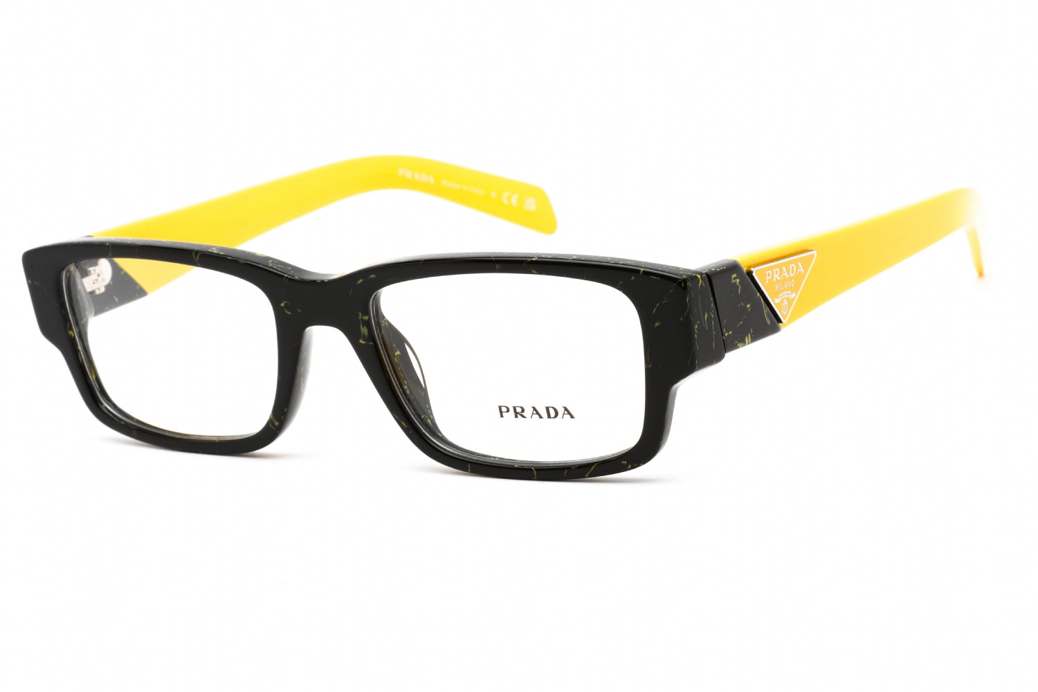 VPID-10042, Prada  0PR 07ZV Eyeglasses Black/Yellow Marble  / Clear Lens