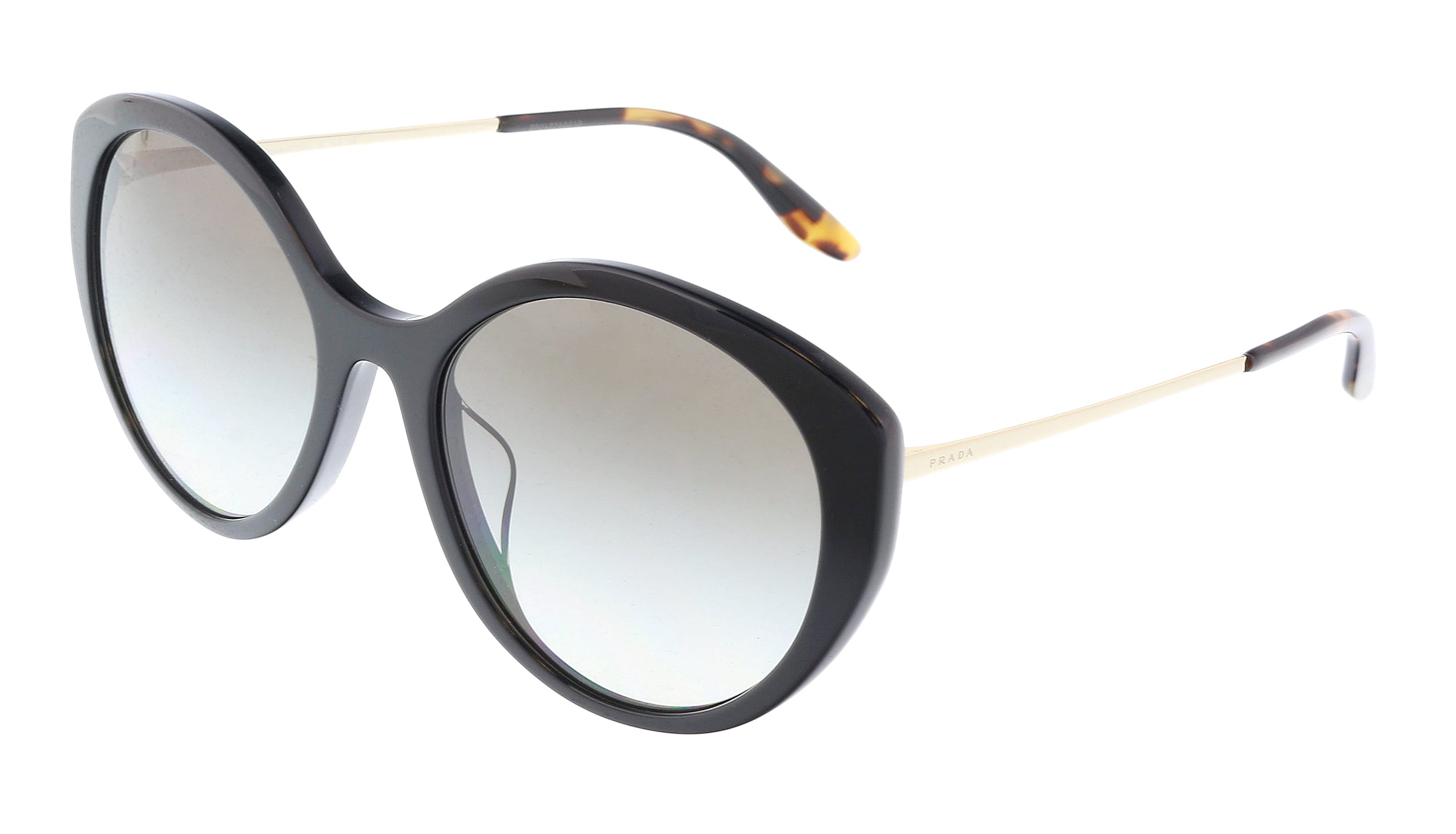 VPID-10019, Prada 0PR 18XSF 1AB0A7 Black Oval Full Rim Sunglasses