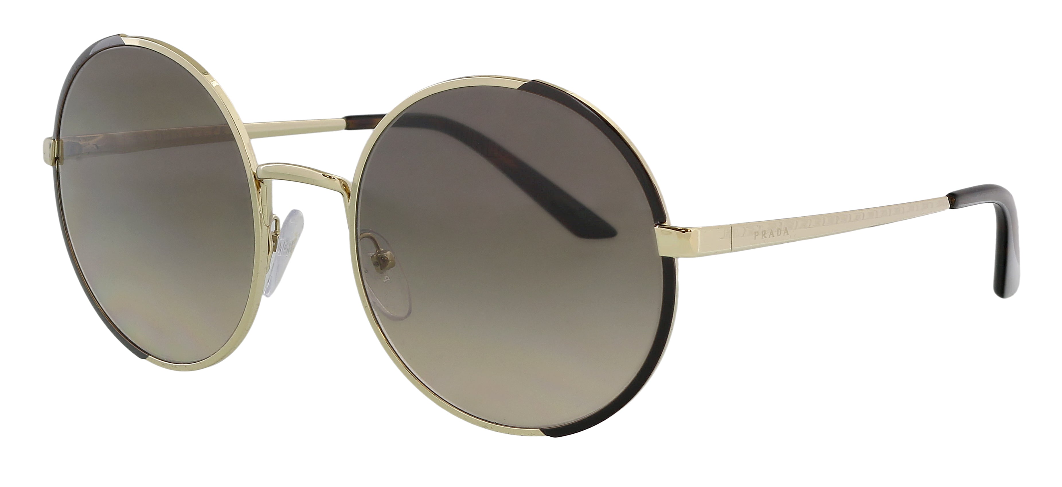 VPID-10019, Prada 0PR 59XS KOF3D057 Full Rim Pale Gold Round Sunglasses