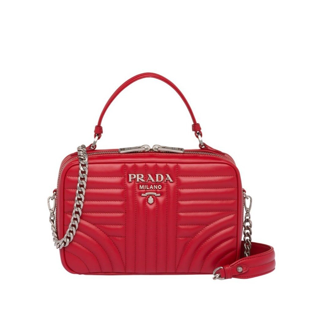 PRADA, Prada 1BH118-2D91 Women's Black Diagramme Quilted Calf-Skin Leather Shoulder Bag (PR1005)