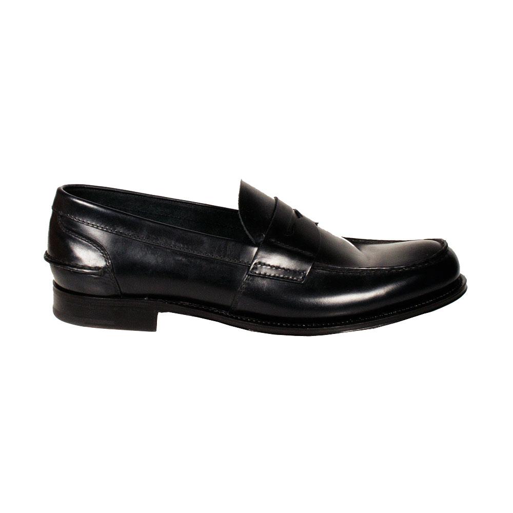 PRADA, Prada 2D2843 Men's Shoes Black Calf-Skin Leather Penny Loafers (PRM70)