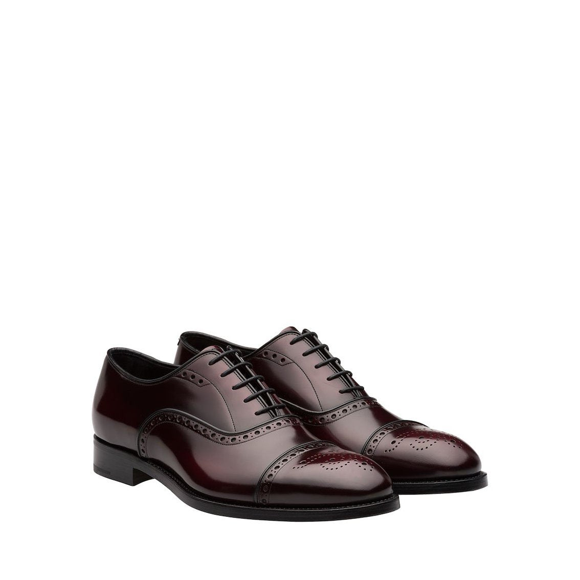 PRADA, Prada 2EA135-055 Men's Shoes Burgundy Brushed Calf-Skin Leather Oxfords (PRM1025)