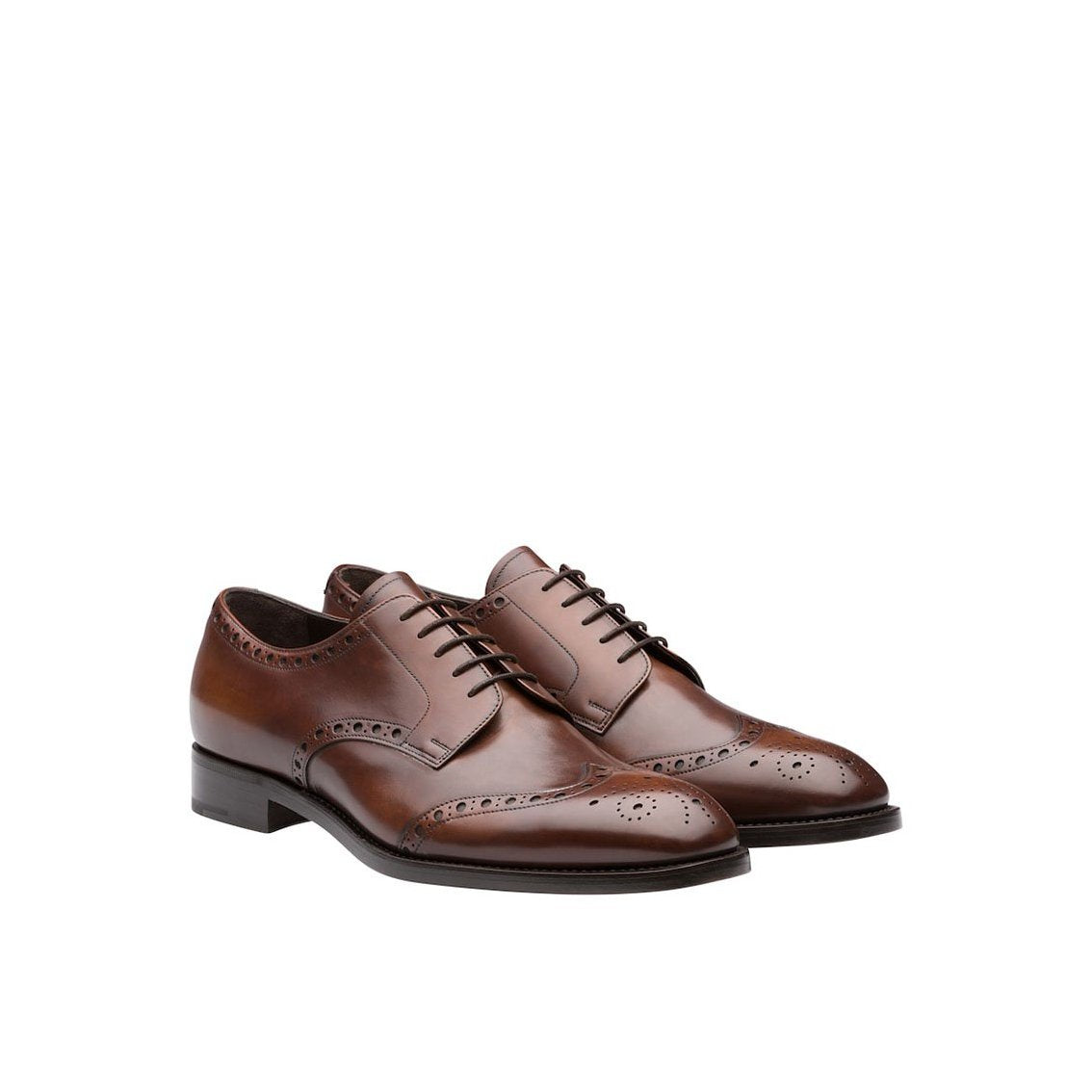 PRADA, Prada 2EA143-3F33 Men's Shoes Brown Calf-Skin Leather Derby Oxfords (PRM1033)