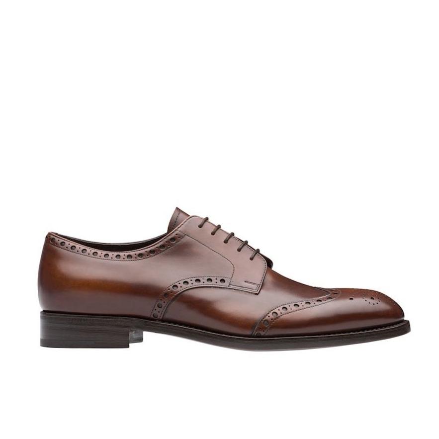 PRADA, Prada 2EA143-3F33 Men's Shoes Brown Calf-Skin Leather Derby Oxfords (PRM1033)