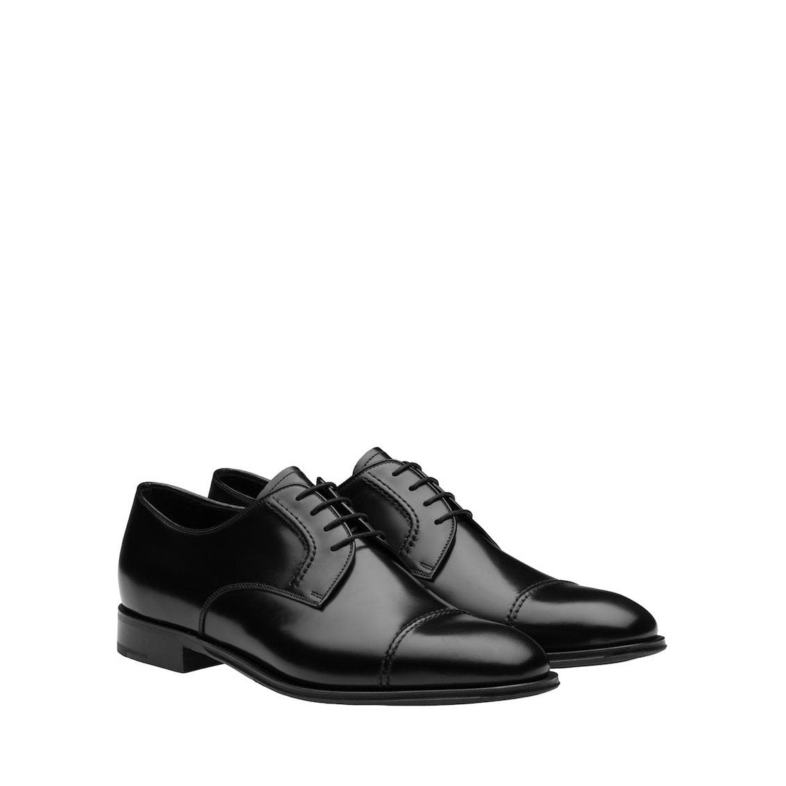 PRADA, Prada 2EB184-ZJY Men's Shoes Black Polished Calf-Skin Leather Derby Oxfords (PRM1027)