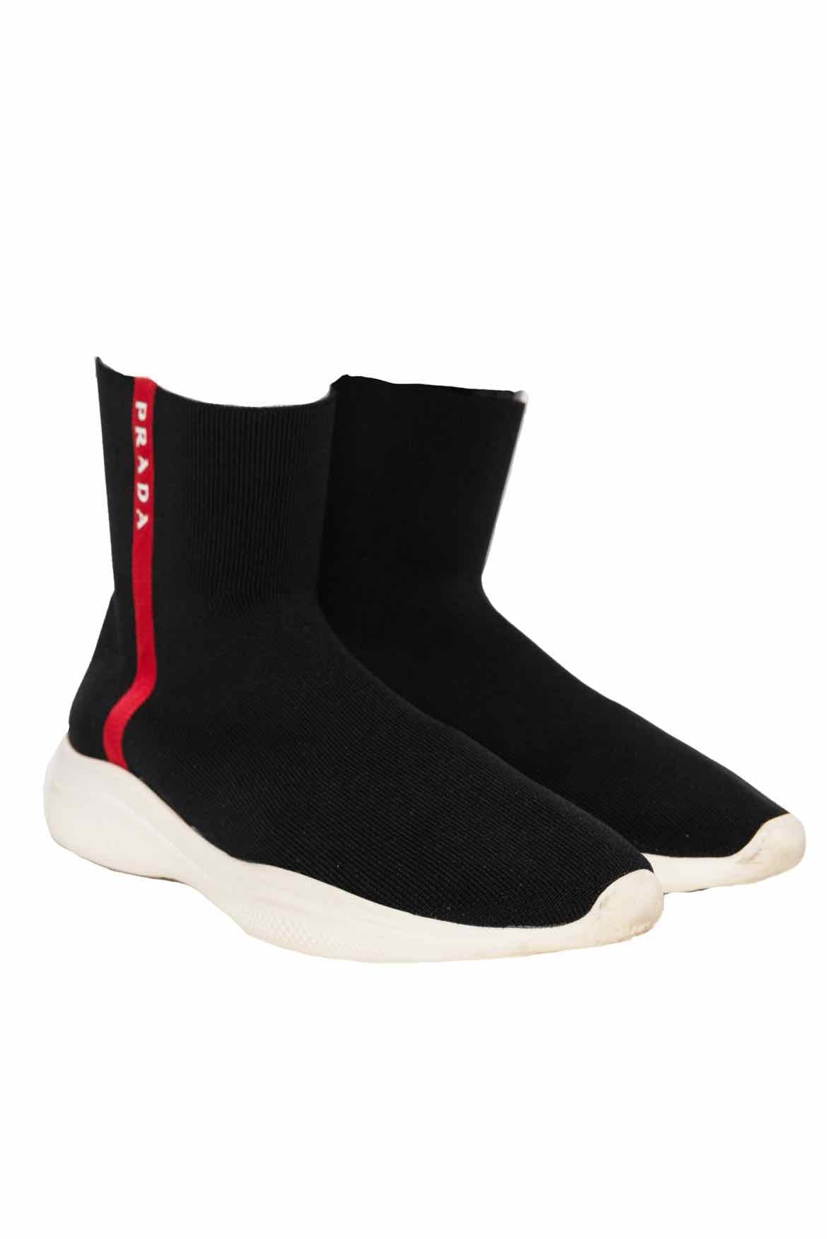 PRADA, Prada Size 39 High Top Sock Sneaker