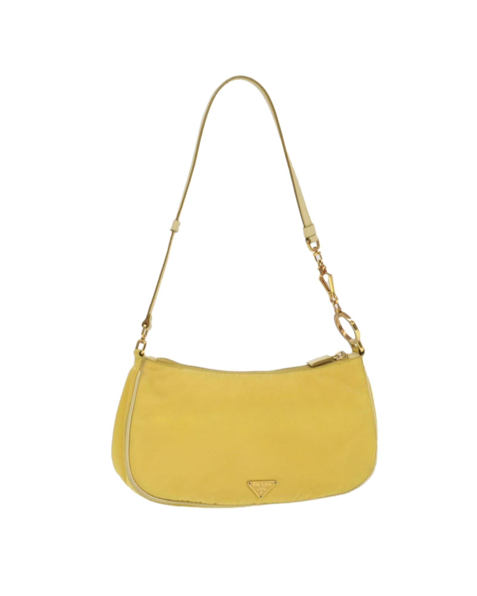 VPID-10042, Pre Loved Prada  Accessory Pouch Nylon Yellow Yellow Women