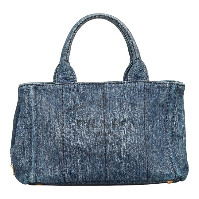 VPID-10042, Pre Loved Prada  Canapa Denim Tote Bag Blue Women