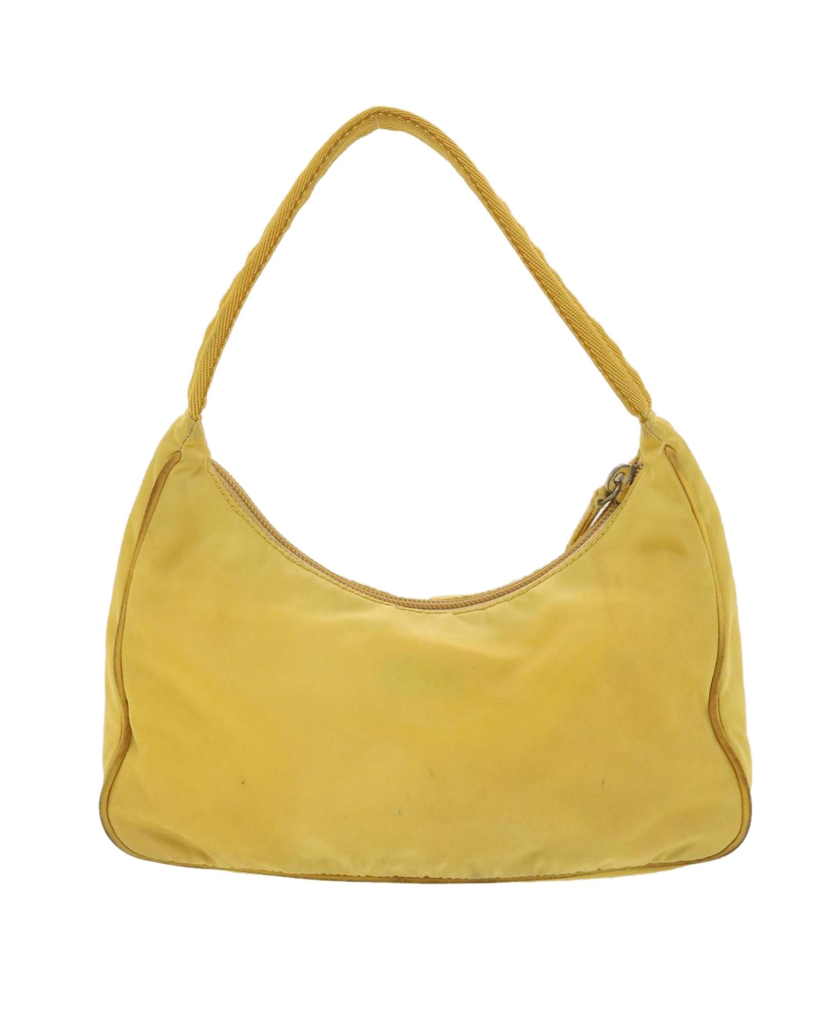 VPID-10042, Pre Loved Prada  Pouch Nylon Yellow Yellow Women