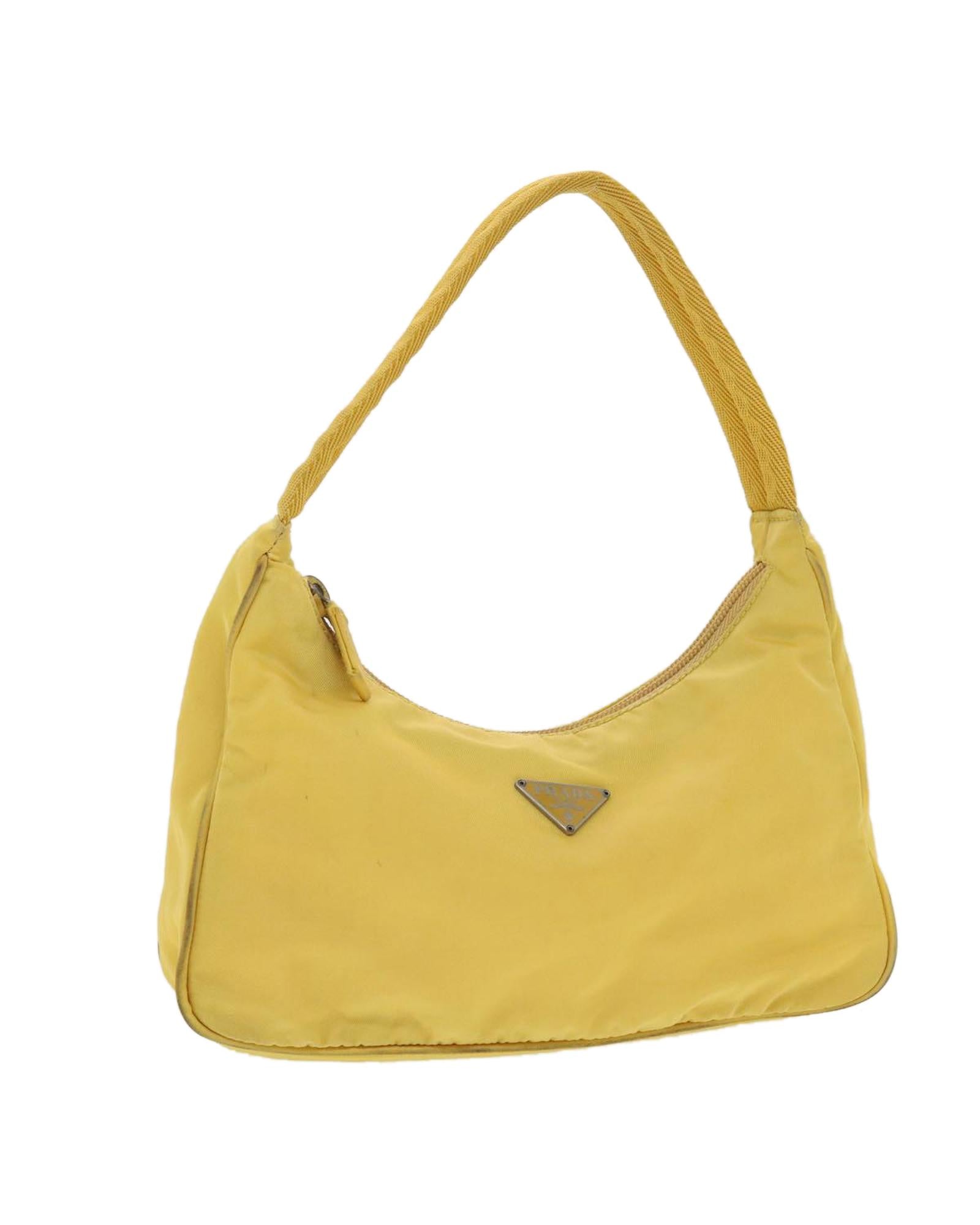 VPID-10042, Pre Loved Prada  Pouch Nylon Yellow Yellow Women