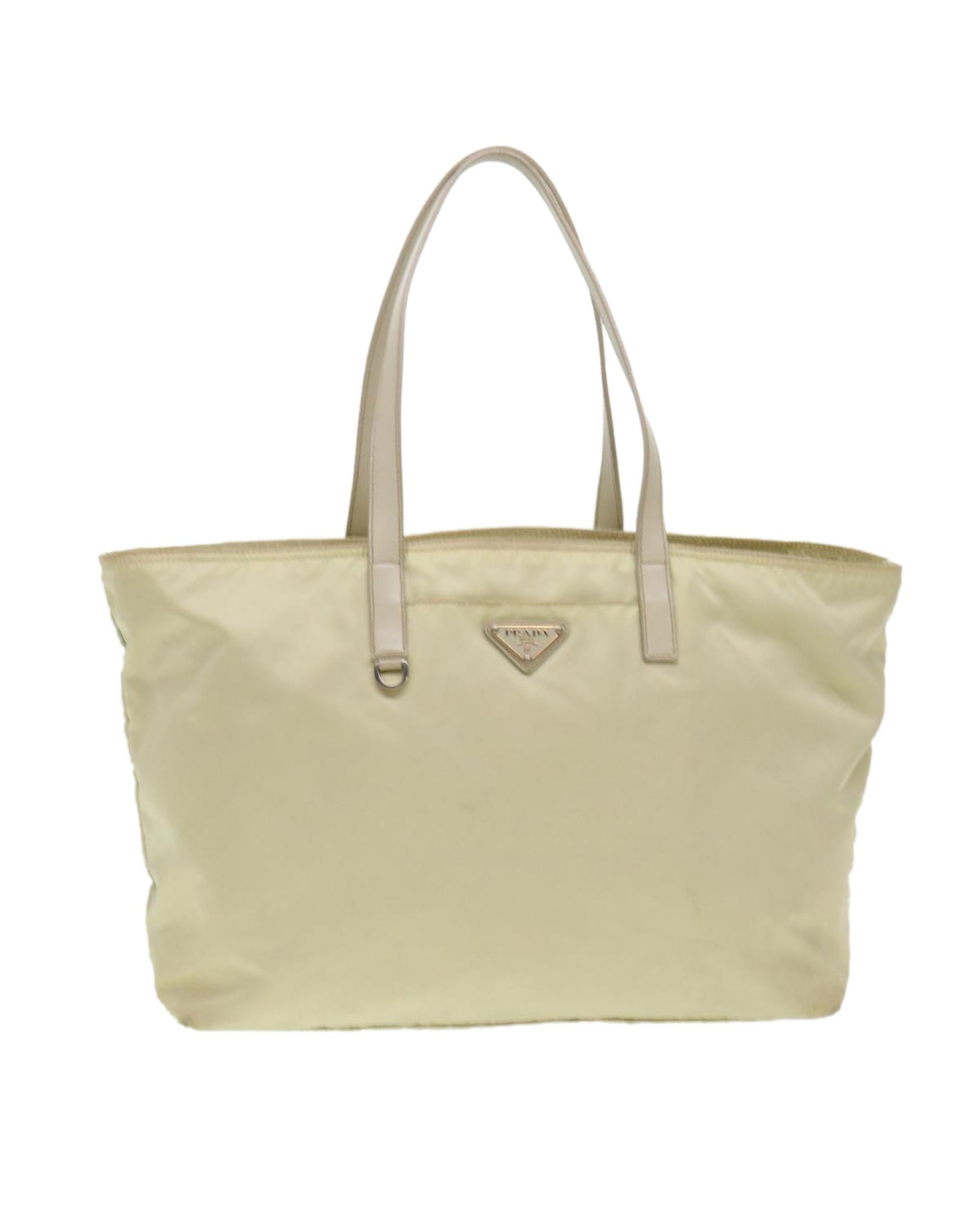 VPID-10042, Pre Loved Prada  Tote Bag Nylon White White Women