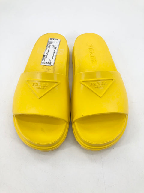 PRADA, Shoe Size 10 PRADA Yellow Sandals