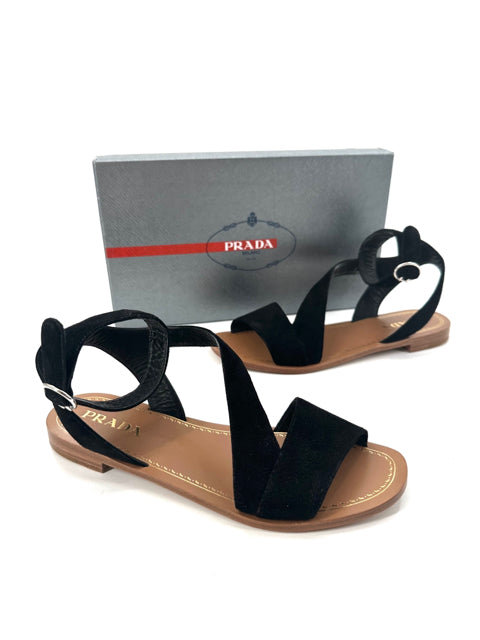 PRADA, Shoe Size 38.5 PRADA Black Sandals