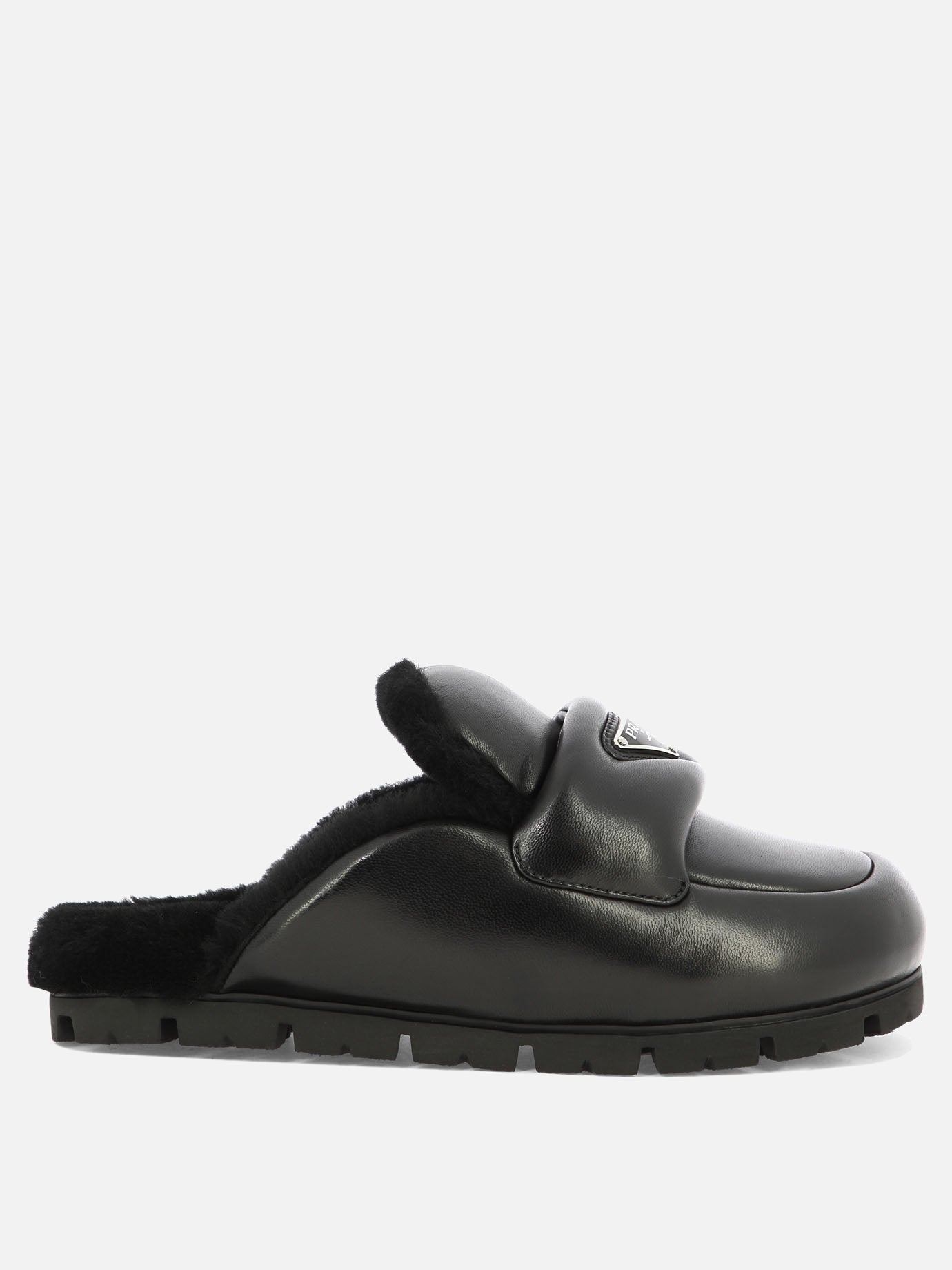 PRADA, "Soft" padded nappa leather sabots