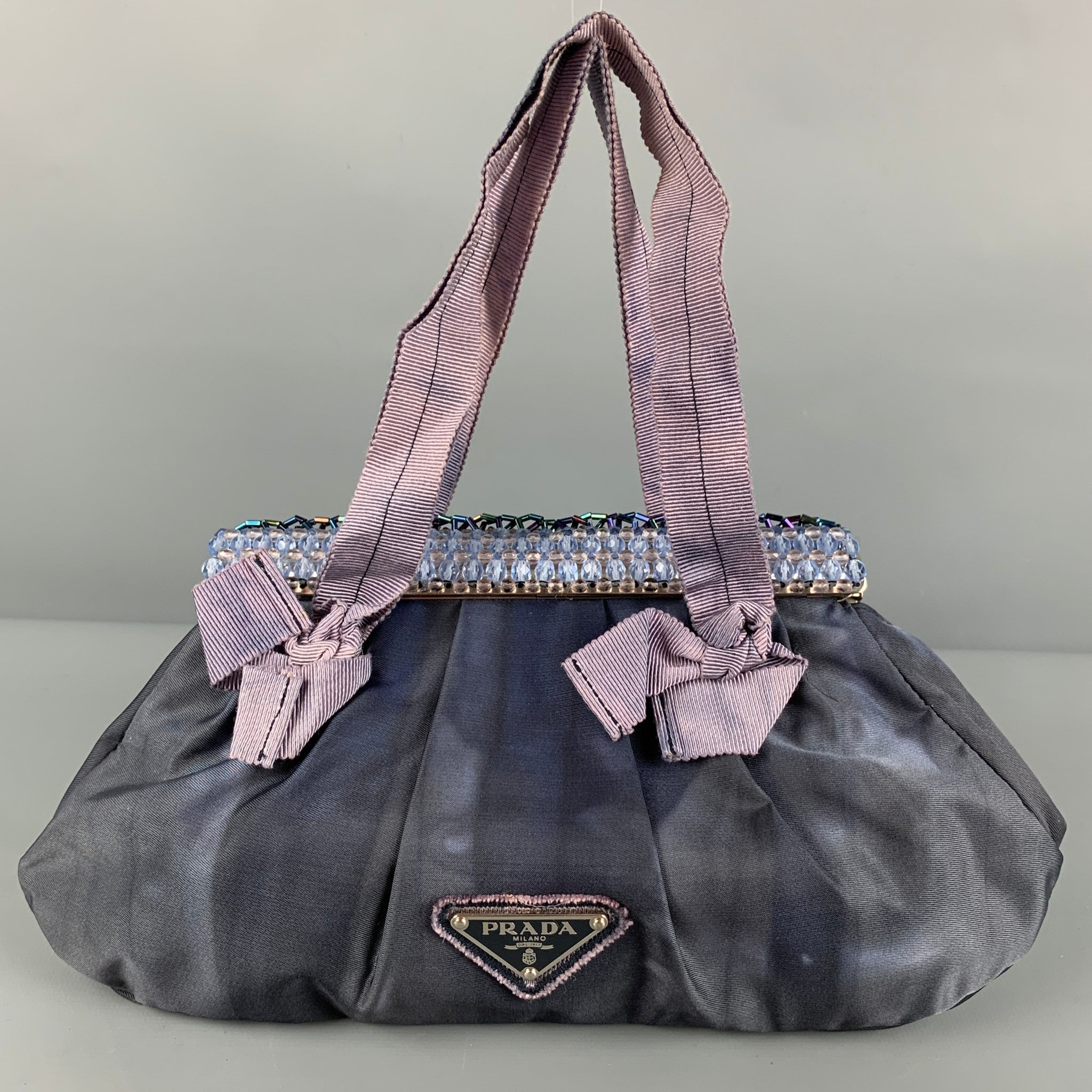 PRADA, Vintage PRADA Purple Marbled Silk Rhinestones Mini Handbag