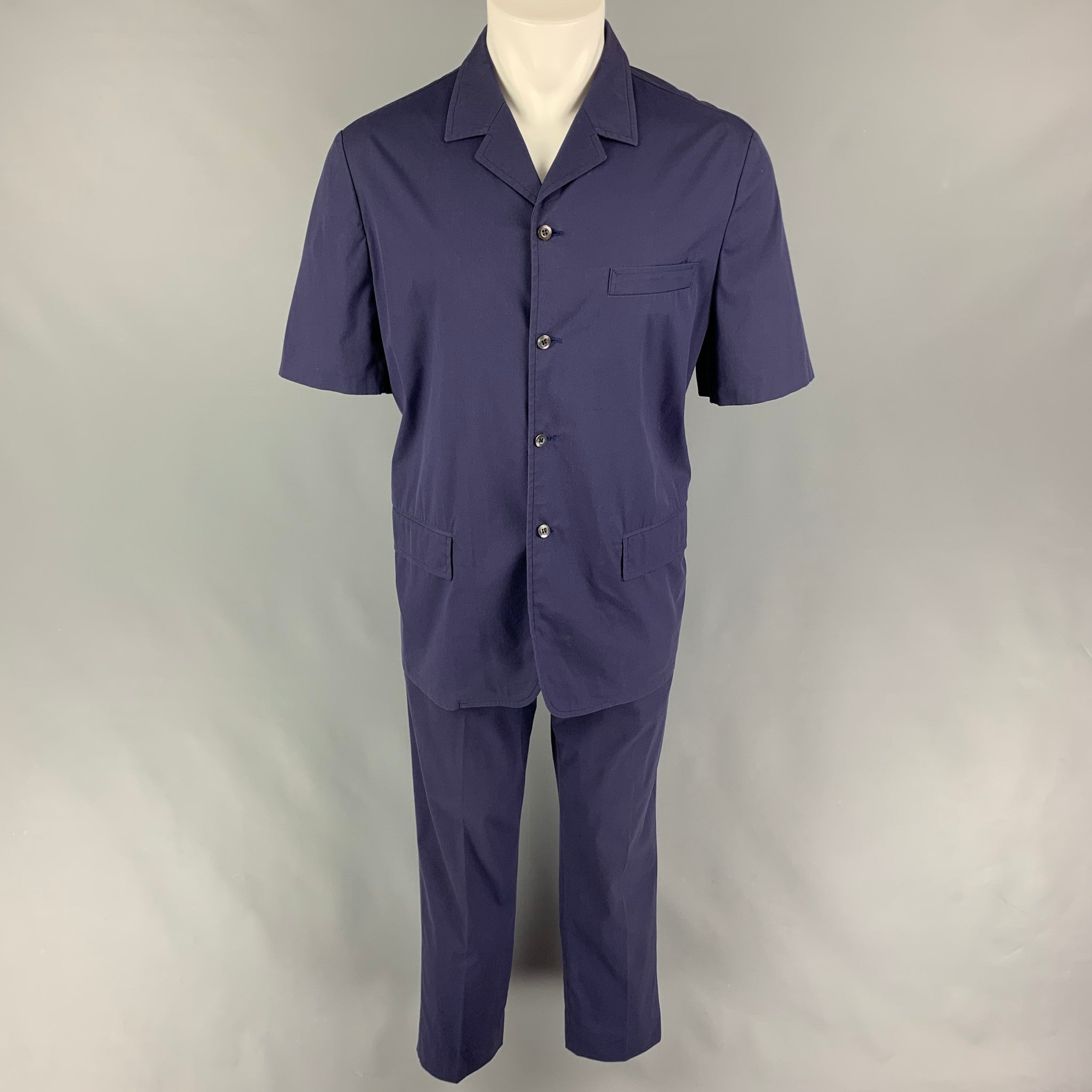 PRADA, Vintage PRADA Size S Navy Cotton Spandex Buttoned 2 Piece Set